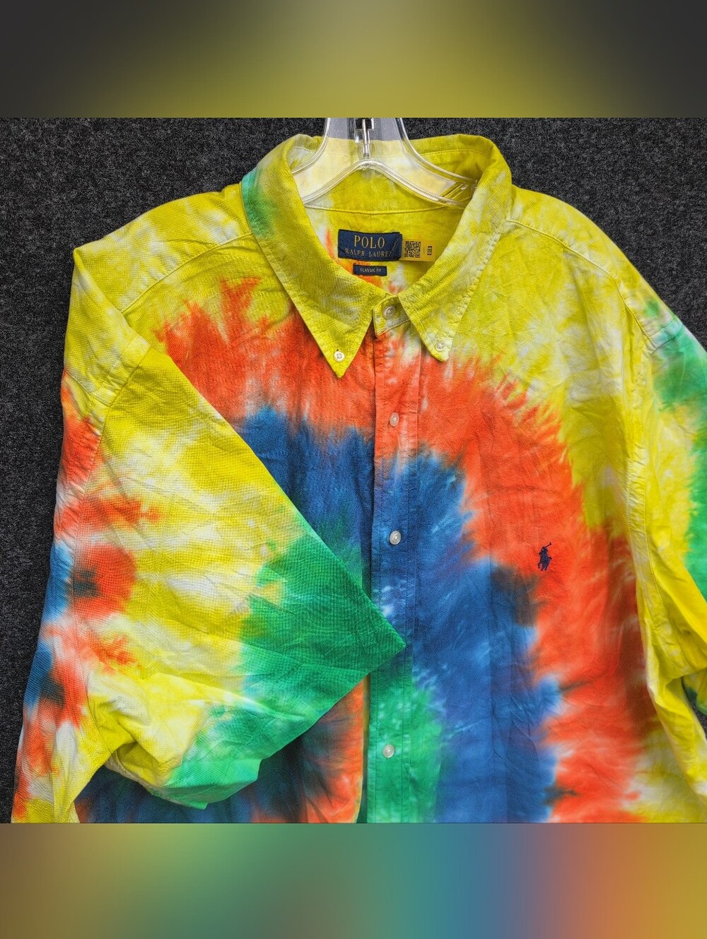 Polo Ralph Lauren Shirt XXXB Colorful Swirl Tie Dye Poplin Oxford Button Down
